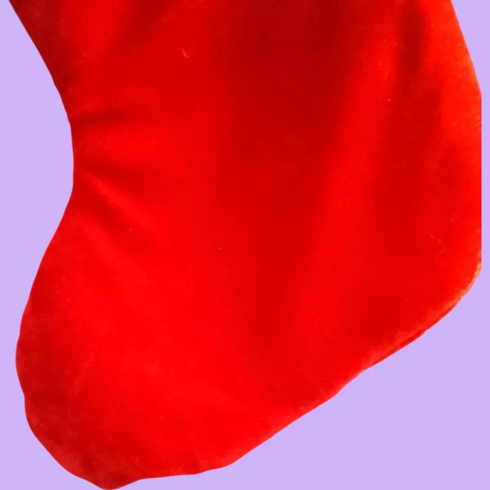 Oversized Christmas festive embellished holiday stocking in red, green and gold